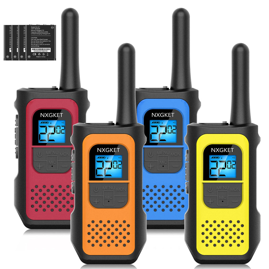 [Australia - AusPower] - Walkie Talkies, NXGKET Walkie Talkies for Adults Long Range 4 Pack, 22 Channels Two-Way Radios FRS VOX, Walky Talky Rechargeable with Li-ion Battery USB Charger Auto Squelch for Biking Camping Hiking 