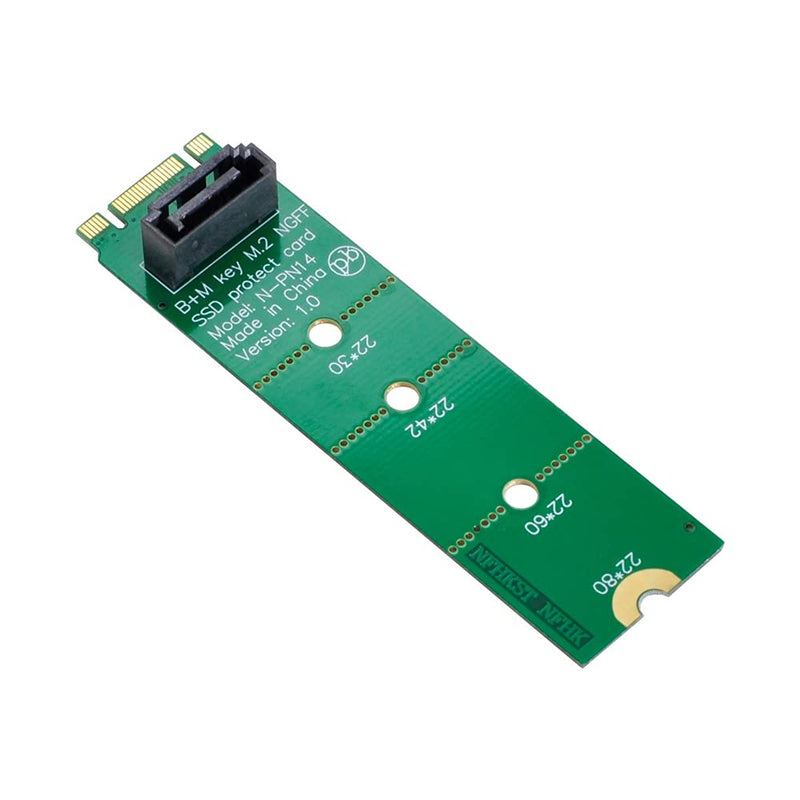 [Australia - AusPower] - NFHK Motherboard NGFF B/M-Key M.2 to Vertical SATA 7pin Hard Disk Drive SSD PCBA Extension Adapter Green B/M-key to 1 SATA 