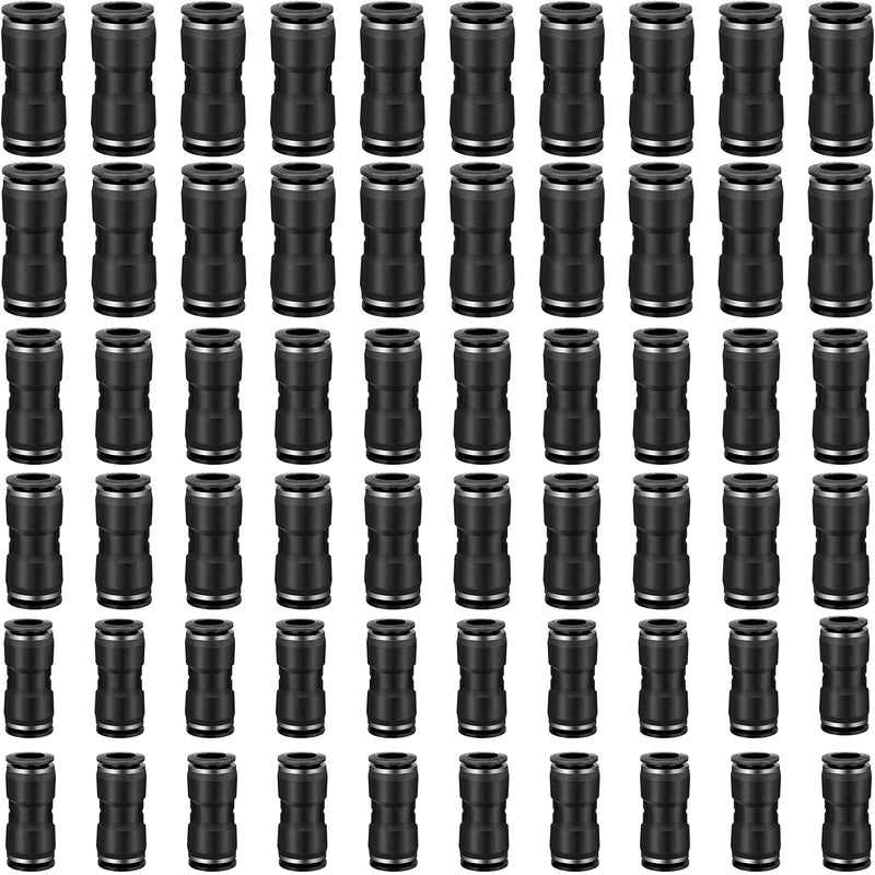 [Australia - AusPower] - 60 Pieces Straight Push Connectors, 6/8/10 mm Quick Release Pneumatic Connectors Air Line Fittings for 1/4 5/16 3/8 Tube, 2 Way (Black) Black 