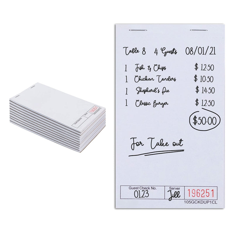 [Australia - AusPower] - 3.5 x 6 Blank White Guest Check Pads (10 Pack) - 1 Part White Paper Guest Check Pads - Detachable Checks - Numbered Server Notepads & Waitress Order Pads - Check Pads for Diners - Stock Your Home White/ Blank - 3.5" x 6" 