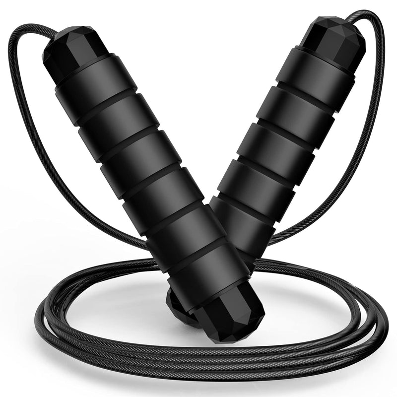 [Australia - AusPower] - Jump Rope, Tangle-Free Rapid Speed Jumping Rope Cable with Ball Bearings for Women, Men and Kids, Adjustable Foam Handles Steel Jump Ropes for Fitness 