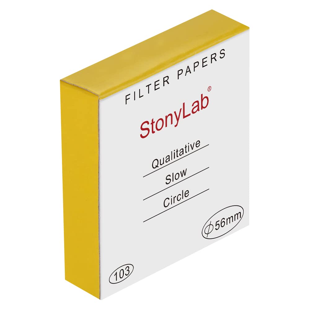 [Australia - AusPower] - stonylab Qualitative Filter Paper, 100 Packs Slow Flow Rate Cellulose Filter Paper Circles with 10 Micron Particle Retention, 56 mm Diameter 
