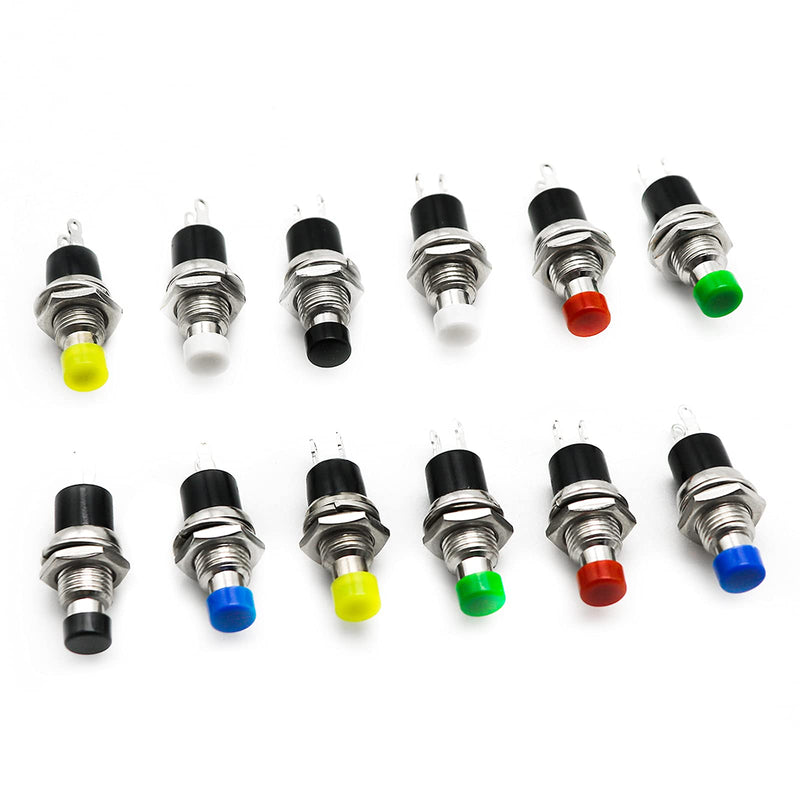 [Australia - AusPower] - 12pcs 1A 250V AC 2 Pins SPST Momentary Spring-Return Self-Return Mini Push Button Switch Normal Open 1NO Contact Power Switch Pushbutton Switches (Pack of 12) 