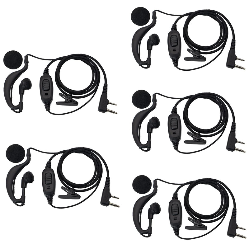 [Australia - AusPower] - BAOFENG Upgraded Version Nylon Thread 2 Way Radio Earpiece 2 Pin C-Type Earhook Headset with Mic for Baofeng UV-5R BF-888S Retevis H-777 RT22 AR-5 Walkie Talkies Earpieces (5 Pack) 