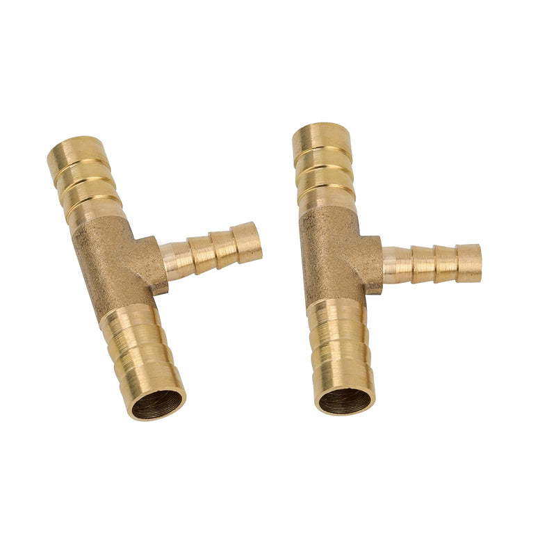 [Australia - AusPower] - Pysrych Brass Hose Barb Fitting Reducing Tee 3/8" Barbed x 1/4" Barbed x 3/8" Barbed Reducer T-fitting 2pcs 2 3/8" x 1/4" x 3/8" 