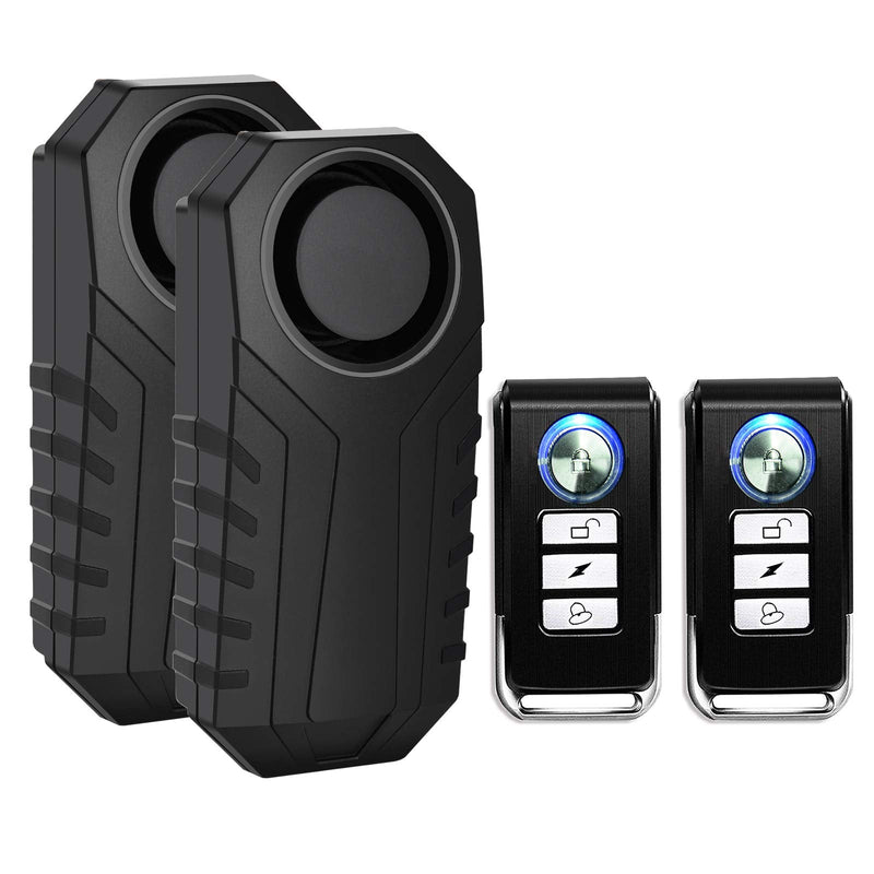 [Australia - AusPower] - Vibration Sensing Bike Alarm with Remote, 113db Loud Bicycle Alarm System Anti Theft, Wireless Motorcycle Alarm for Electric Bike Tricycle Mobility Scooter Vehicles Ebike for Cycling Security 2 Pack 