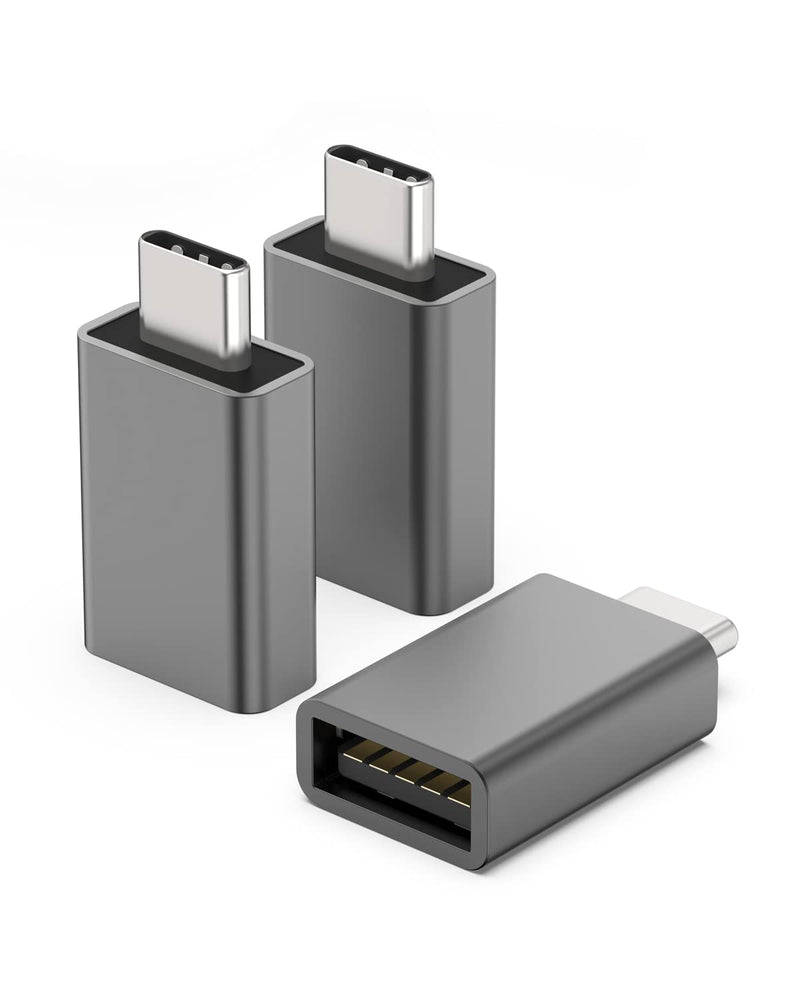 [Australia - AusPower] - USB C to USB 3 Adapter [3 Pack] SAILLIN USB C Male to USB Female Adapter (Fit Side by Side) Compatible with MacBook Pro/iMac/iPad Mini Pro 2021 MacBook Air 2020 Type C or Thunderbolt 4/3 Devices-Grey 3-Pack Space Grey 