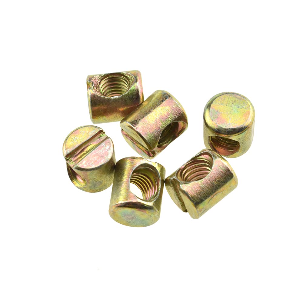 [Australia - AusPower] - Yadaland 12mm Diameter M6 Slotted Barrel Nuts Assemble Easily Joints Stronger Consistent Threads Snug Fit Carbon Steel Cross Furniture Dowels 10 Pieces for Loft Beds Crib Benches Chairs Cabinets M6x10x12 10Pieces 