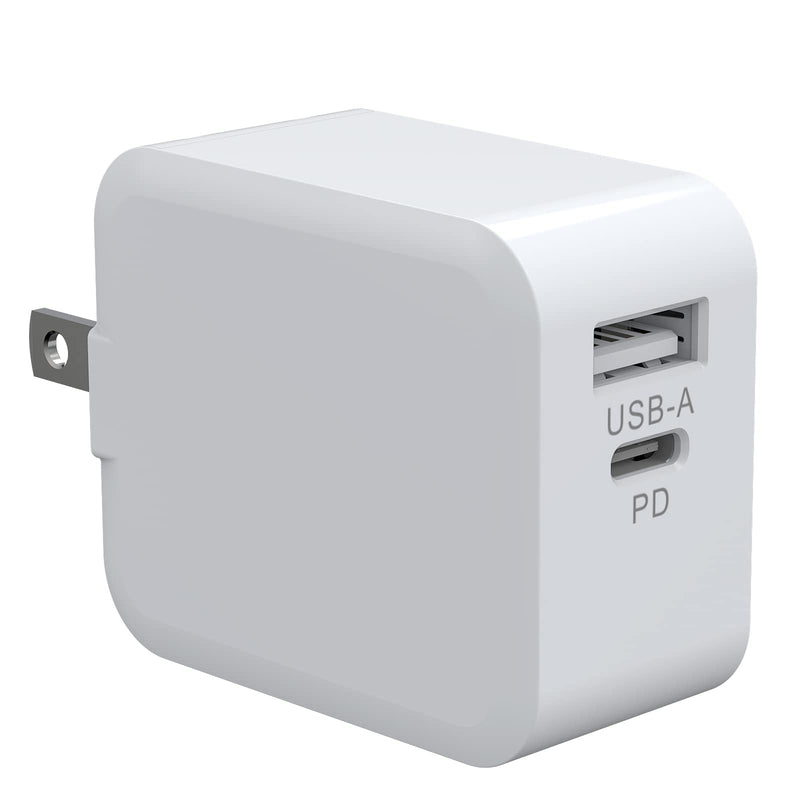 [Australia - AusPower] - USB C Fast Charger,30W Foldable Plug Wall Charger, Dual Ports Fast Charger with 18W USB C Power Adapter Compatible with iPhone,iPad,iPod,Samsung and Other Android,Tablets,Speakers, Power Banks,White 