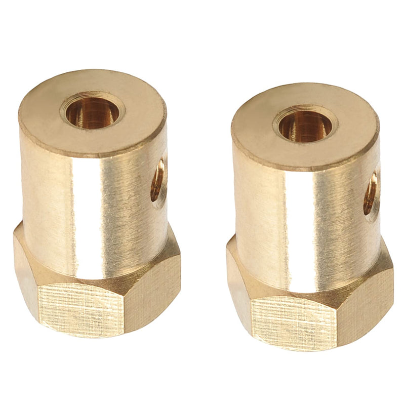 [Australia - AusPower] - Heyiarbeit 2pcs 4mm Motor Flexible Coupling Coupler Connector Brass Hex Shaft Coupling for Car Wheels Tires Shaft Motor Accessories 