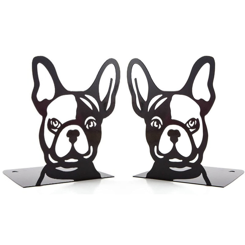 [Australia - AusPower] - Bloomity Decorative Bookends, Heavy Duty Steel Book Ends (Black, 1 Pair), Dog Book End for Shelves 