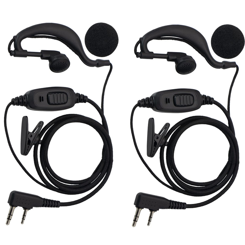 [Australia - AusPower] - BAOFENG 2 Way Radio Earpiece 2 Pin C-Type Earhook Headset with Mic for Baofeng UV-5R BF-888S Retevis H-777 RT22 Arcshell AR-5 Walkie Talkies (2 Pack) 