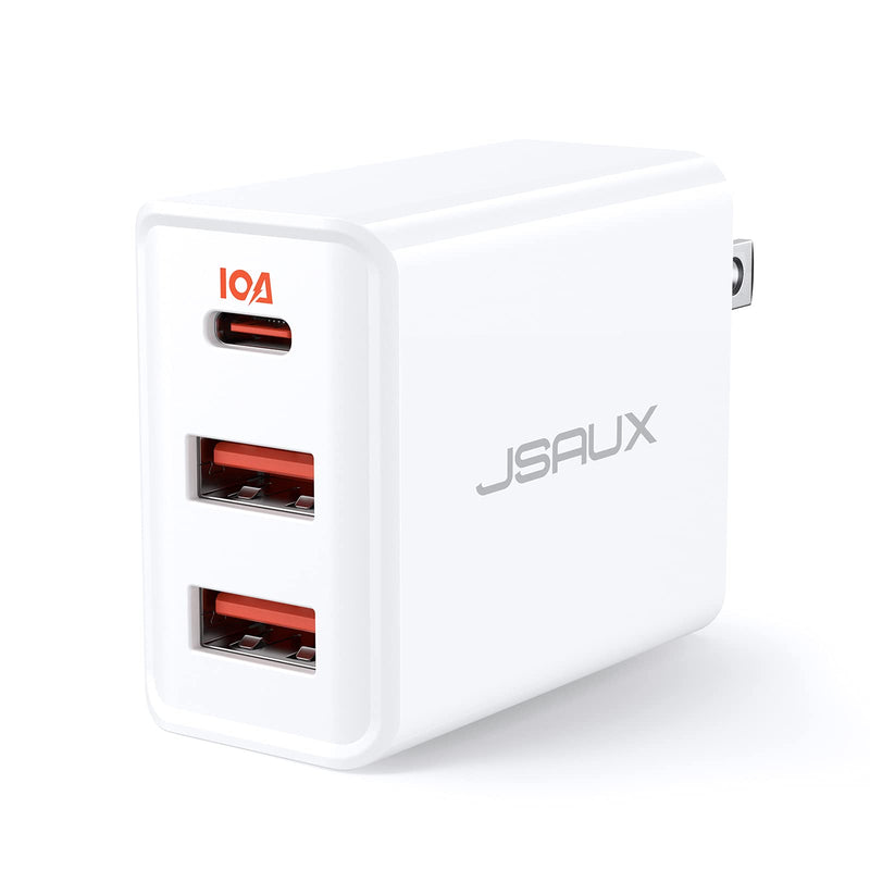 [Australia - AusPower] - iPhone Charger Block 32W Fast Charging, JSAUX USB-C Wall Charger [3-Port 20W+12W] Type C Charger with 20W USB-C Port & Dual 12W USB-A Ports for iPhone 13 Pro Max/13/12/11/XR/XS/8 Plus/7/6S/SE 2020 etc 