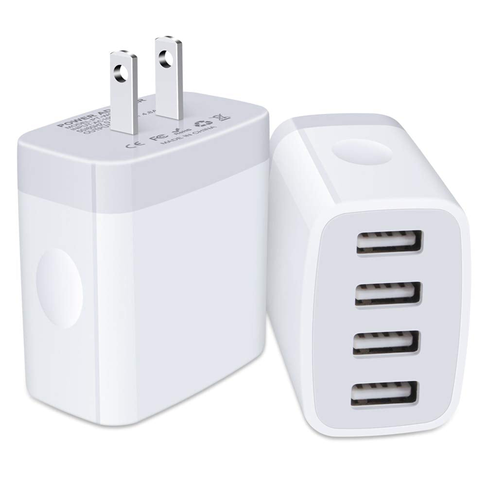 [Australia - AusPower] - USB Wall Charger Block, 2-Pack Charging Cube, Fast Charging Block Charger Box Multi Plug Outlet Power Adapter Charger for iPhone 13 12 11 Pro Max SE XR XS X 8 7 6, iPad, Samsung Galaxy, Google Pixel White 