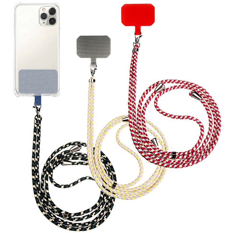 [Australia - AusPower] - KOKM Phone Lanyard, 3 Pack Universal Cell Phone Lanyards with Flexible Nylon Neck Strap, Phone Tether Safety Strap Compatible with Most Smartphones Multicolor 