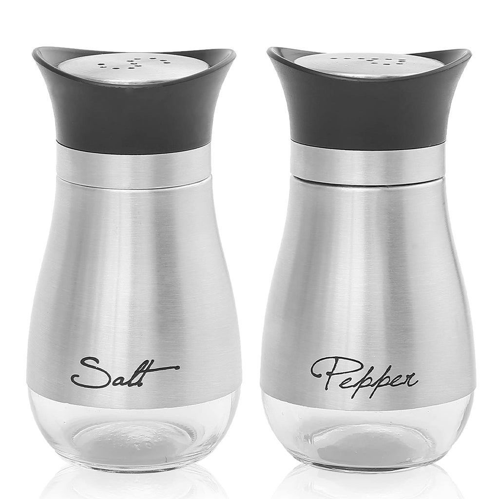 [Australia - AusPower] - 2 Pack Salt & Pepper Shakers Set, Refillable Stainless Steel Salt Pepper Container Spice Shakers Bottle for Home Kitchen, Restaurant, Picnic 