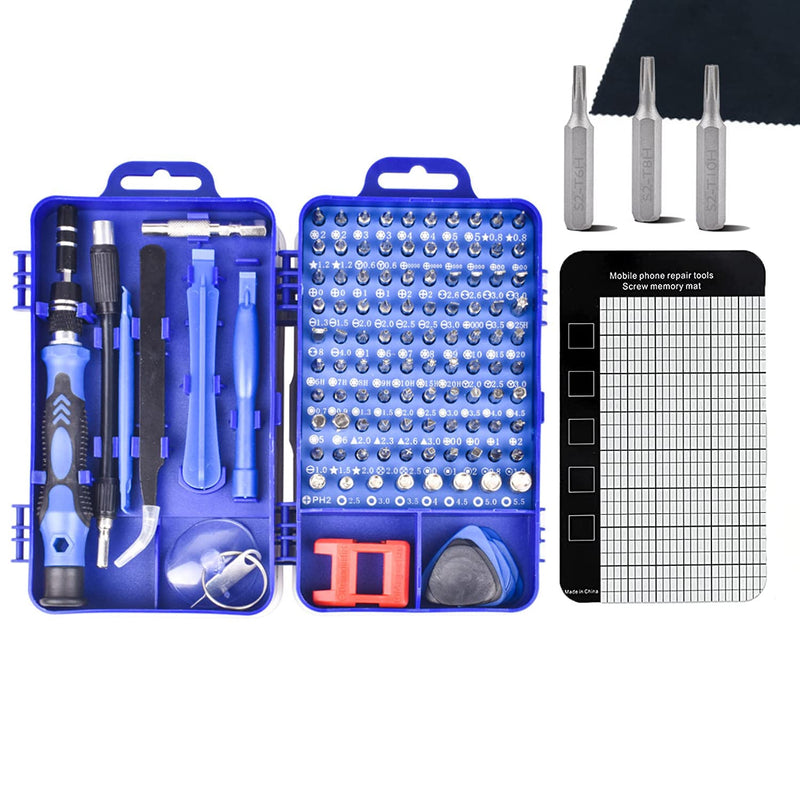 [Australia - AusPower] - Screwdriver Set 123 in 1, Small Precision Screwdriver Sets with Case,Multi-function Magnetic Repair Screw driver Tool Kit with Replaceable Bits for iPhone,Mac,Computer,Laptop,Watch,Glasses,Electronics Blue 