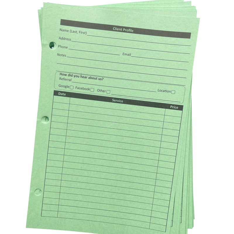 [Australia - AusPower] - Green Style Binder Insert Cards (100 per Pack, 5.5" X 8.5") for Salon, Spa, Hairdresser, Nail Salons… 