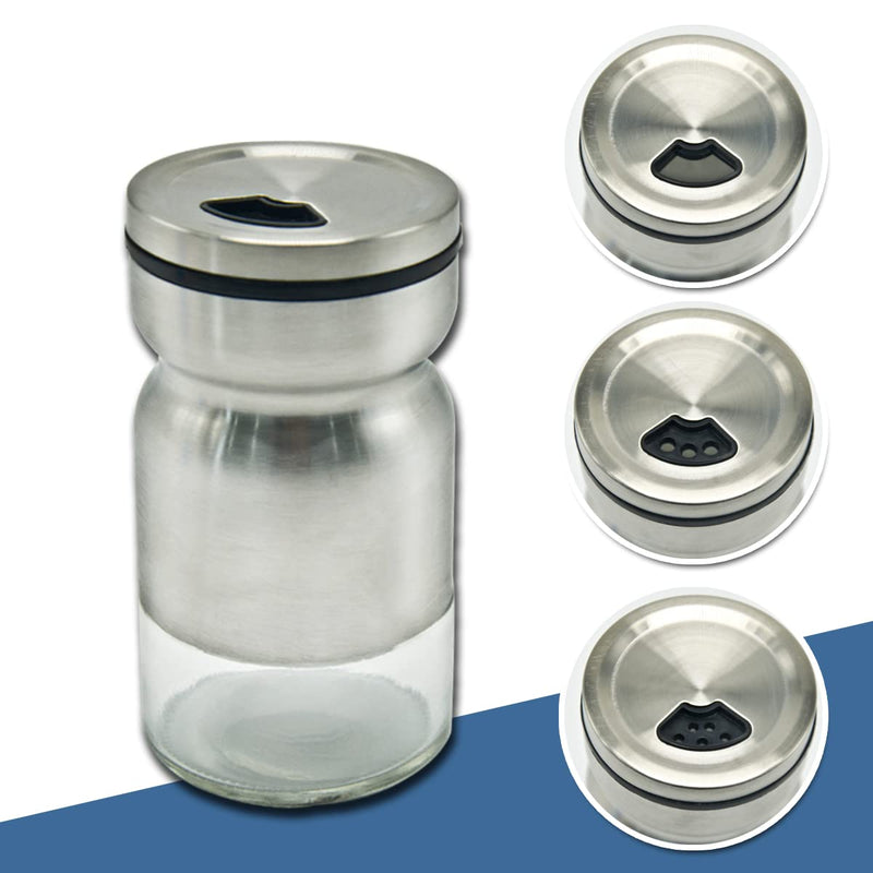 [Australia - AusPower] - 1 PCS Large Metal Spice Jars Glass Empty 8 oz with Label Airtight Round Bottles, Stainless Steel Condiment Containers, kitchen spice organizer, spice shakers with holes and lids, herb jars,salt cellar 