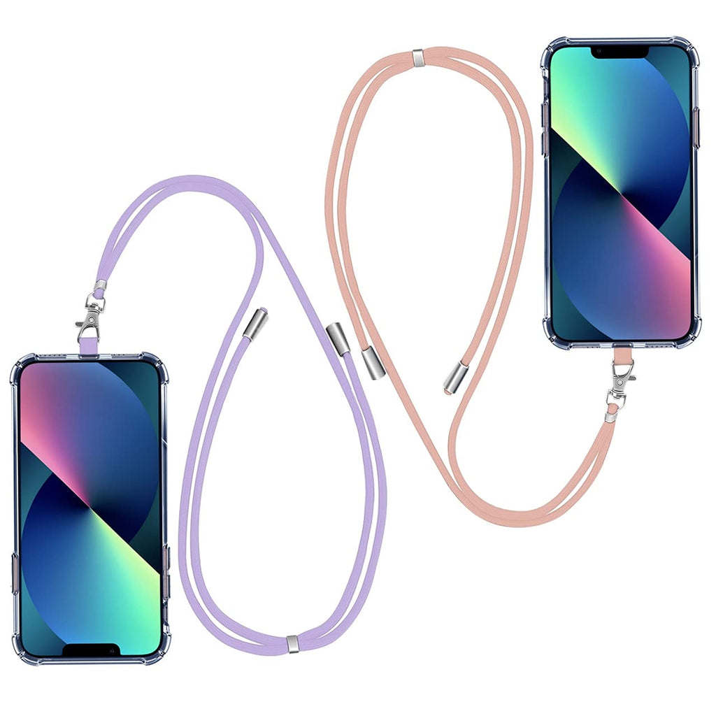[Australia - AusPower] - Jasilon [Upgraded] [2 Pack] Phone Lanyard, Cell Phone Lanyards with Safety Pad and Adjustable Shoulder Neck Strap Purple+pink 