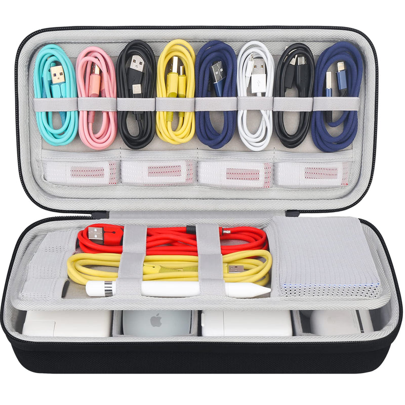 [Australia - AusPower] - Hard Electronics Organizer, Universal Travel Cable Organizers, Large Electronic Accessories Storage Case Bag for Laptop Adapter, Cord, Charger, Plug, Hard Drive, Earphone, USB Hub, Black 