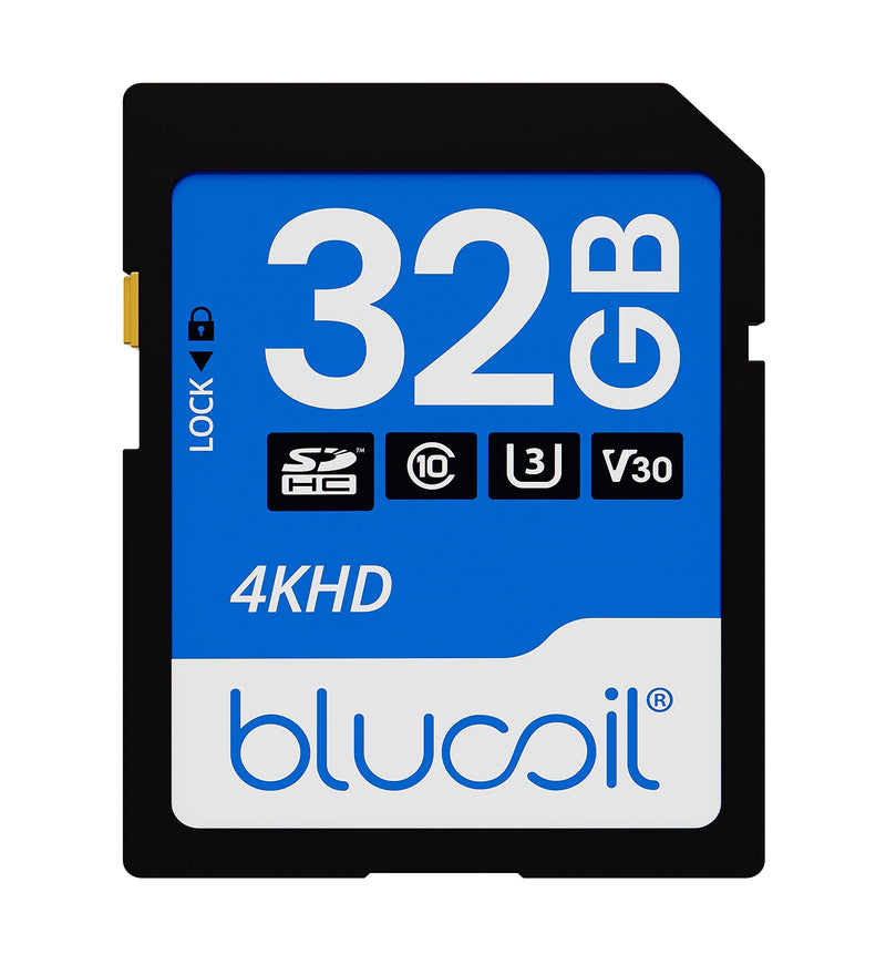 [Australia - AusPower] - Blucoil 32GB Class 10 SDHC Flash Memory Card SD Card with Write Protection Feature for 4K UHD and Full HD Video Recording on Digital Cameras, DSLR, Camcorders, Recorders, and Computers 