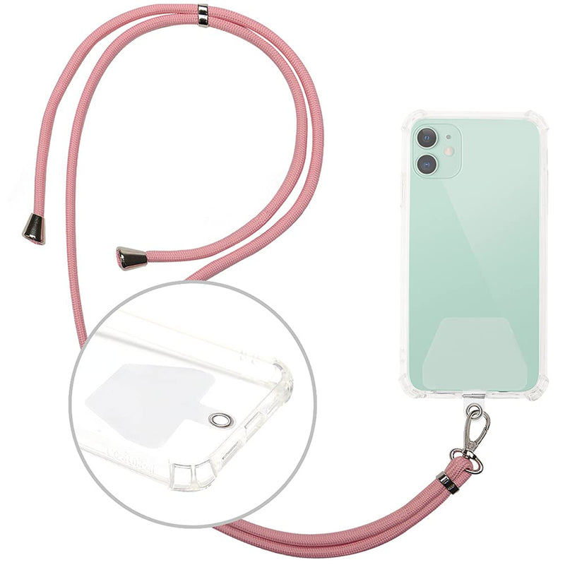 [Australia - AusPower] - Mobile Phone Lanyard Universal Cell Phone Adjustable Nylon Neck Strap Neck Lanyard and Anti-Lost Crossbody Pocket Cell Phone Lanyard Neck Strap with 2 Transparent Pads Fit All Smartphones Pink Pink 2 Transparent Pads 