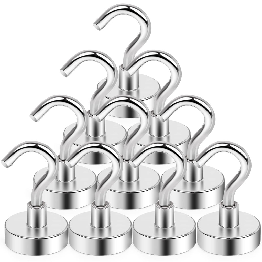 [Australia - AusPower] - MIKEDE Magnetic Hooks Heavy Duty, 28Lbs Neodymium Magnets with Hooks for Refrigerator, 10Pcs Strong Cruise Hooks for Hanging, Magnetic Hanger for Grill, Toolbox, Storage 10 Pack Magnetic Hooks 