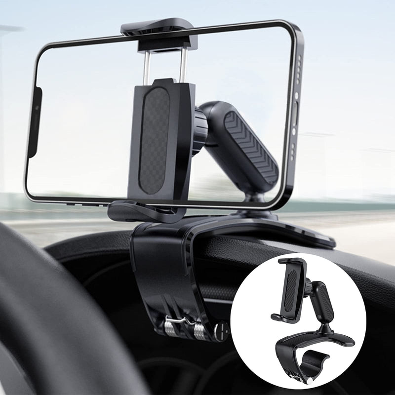 [Australia - AusPower] - CHDFKKD Car Phone Mount, Cell Phone Holder for Car 360 Degree Rotation Dashboard Car Clip Mount Stand Suitable for 4.7 to 6.5 inch Smartphones (Black) Black 