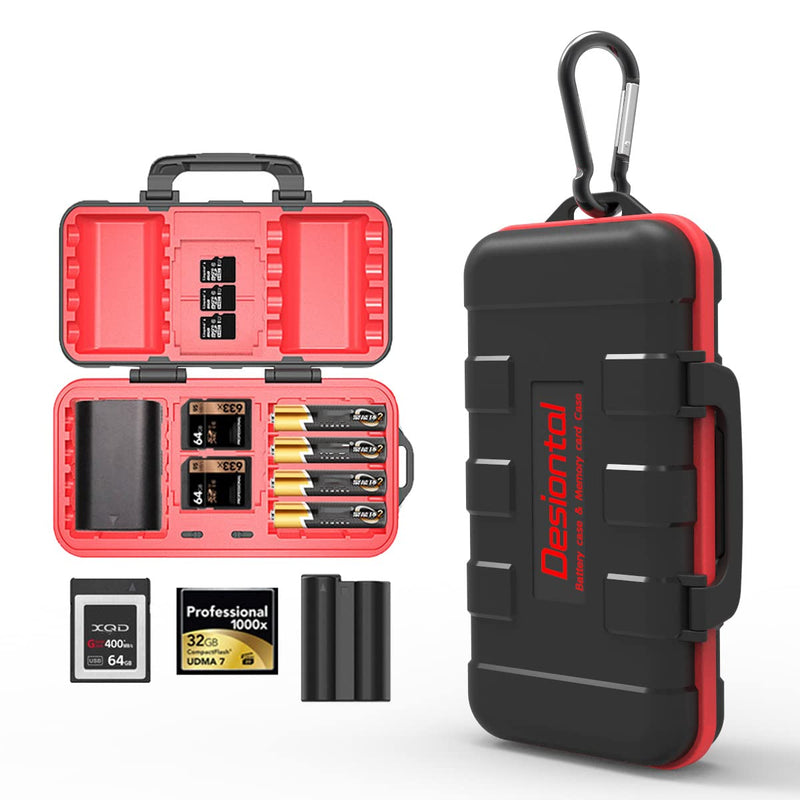 [Australia - AusPower] - 24 Slots Camera Battery Memory Card Case Water-Resistant Anti-Shock Memory Card Holder for 2 CF & 4 SD & 6 TF MicroSD & 2 Camera Battery or 4 AAA Batteries & 4 AA Batteries & 2 XQD Cards Storage 
