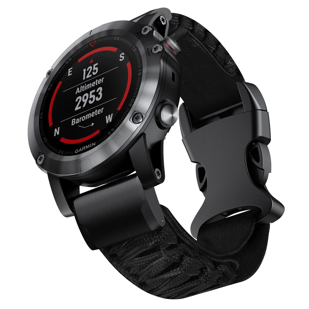 [Australia - AusPower] - CUZOW Watch Band for Garmin Fenix 5x Bands, 26mm Quickfit Nylon Fabric Sports Strap for Fenix 6X/Fenix 3/Fenix 5X Plus/Fenix 6X Pro/Fenix 3 HR/Tactix/Descent MK1/Enduro Smart Watch for Men Women cool black 