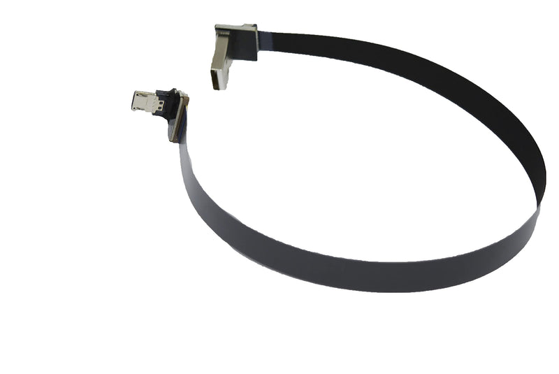 [Australia - AusPower] - LY tech Short Flat Slim Thin Ribbon FPC Micro USB Male 90 Degree Angled up to Standard USB A Male 90 Degree Angled for sync and Charging Black (30CM Micro USB 2 to Standard USB A Down) 30CM MICRO USB 2 to Standard USB A DOWN 