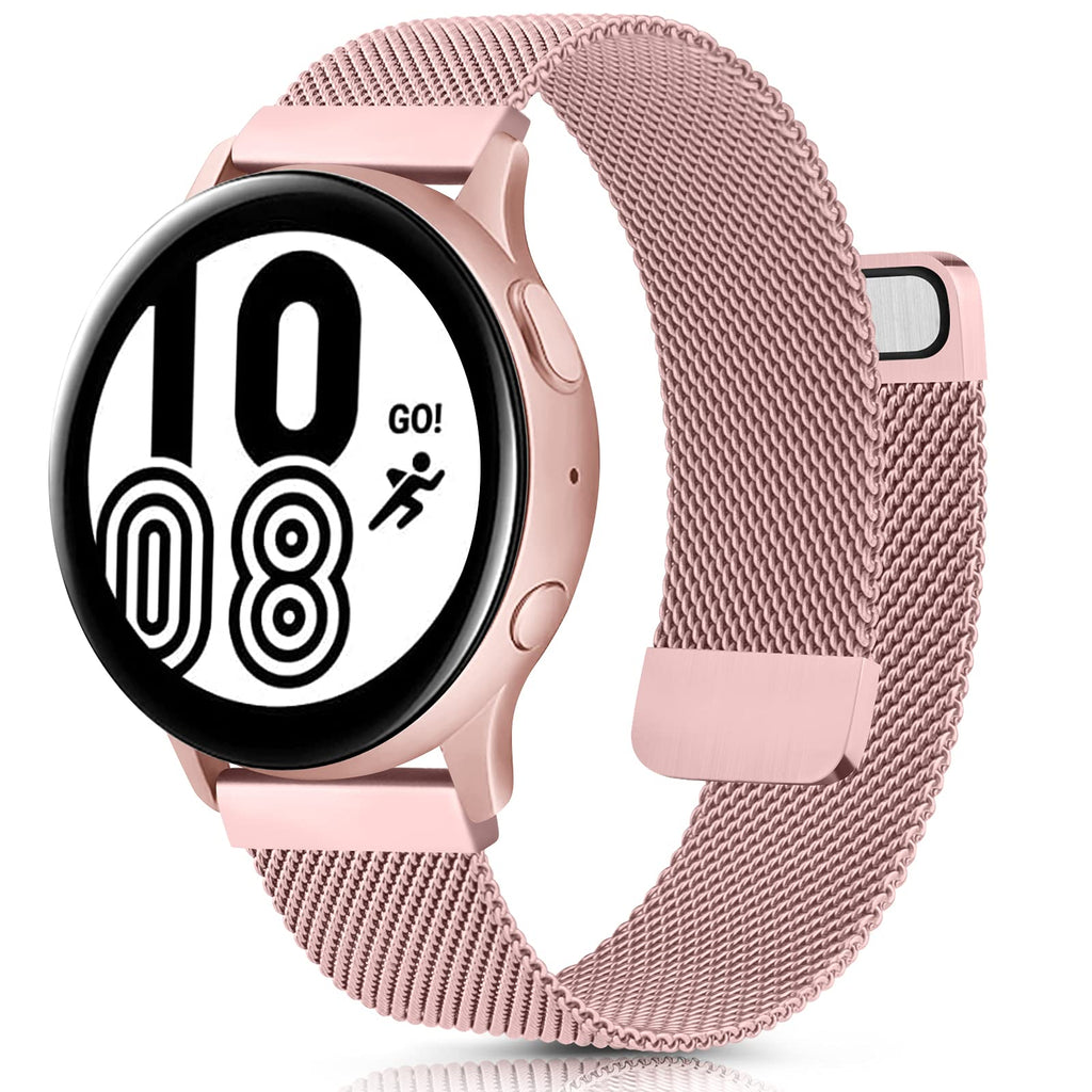 [Australia - AusPower] - Meliya Metal Band Compatible with Samsung Galaxy Watch 4 Band 44mm 40mm / Galaxy Watch 4 Classic Band 46mm 42mm, 20mm Stainless Steel Band Replacement for Samsung Watch 4 40mm 44mm 42mm 46mm Women Men Rose Pink 