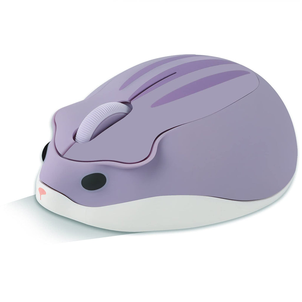 [Australia - AusPower] - Wireless Mouse Cute Cartoon Animal Hamster Shape Silent Portable Mobile Optical 1200DPI USB Cordless Mice for PC Mac Laptop Computer Notebook with Receiver, 3 Buttons, Purple, 3 x 2 x 1 inch 