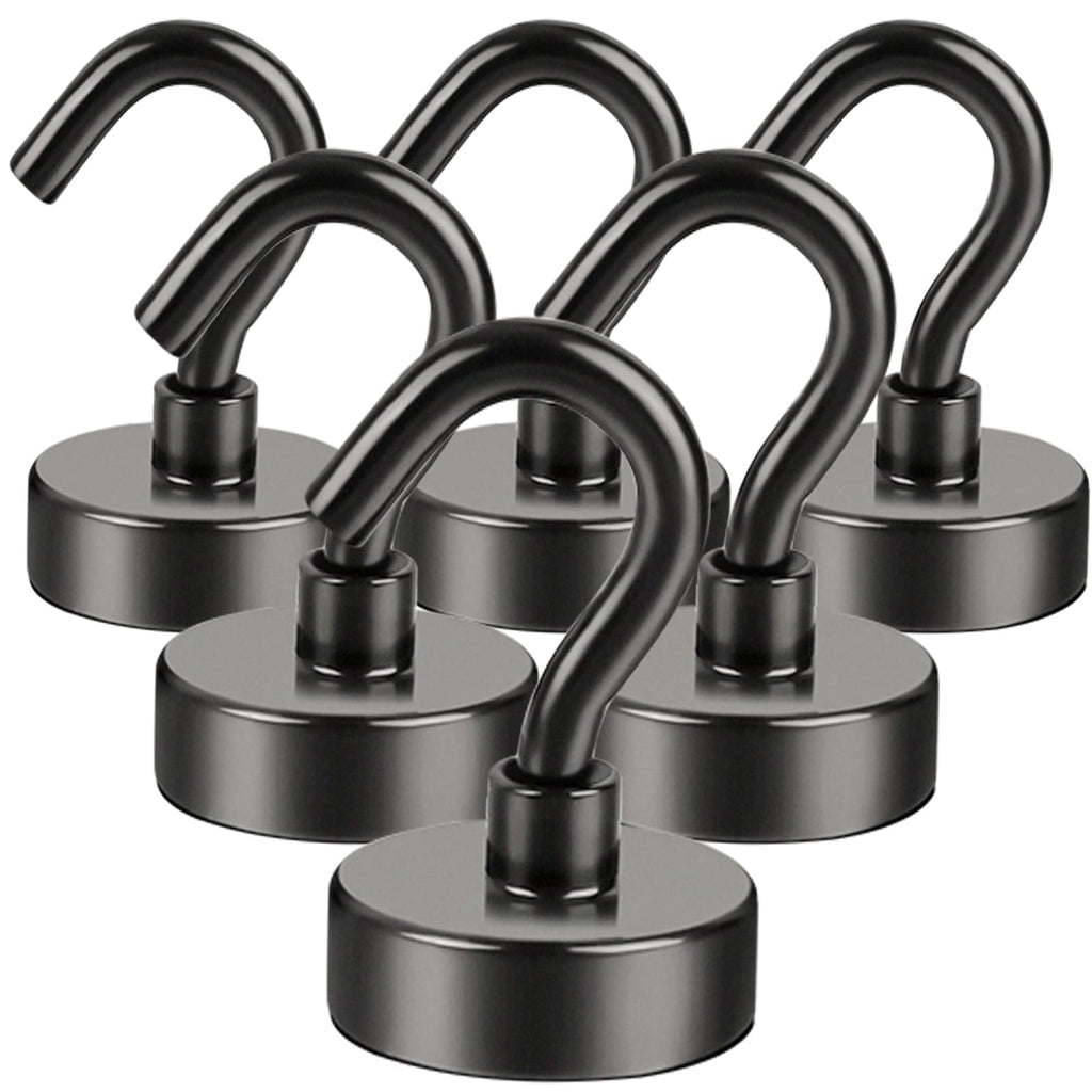 [Australia - AusPower] - DIYMAG Black Magnetic Utility Hooks, 22Lbs Heavy Duty Rare Earth Neodymium Magnet Hooks with Nickel Coating for Kitchen, Cruise, Classroom, Workplace, Office and Garage etc, 6 Packs 