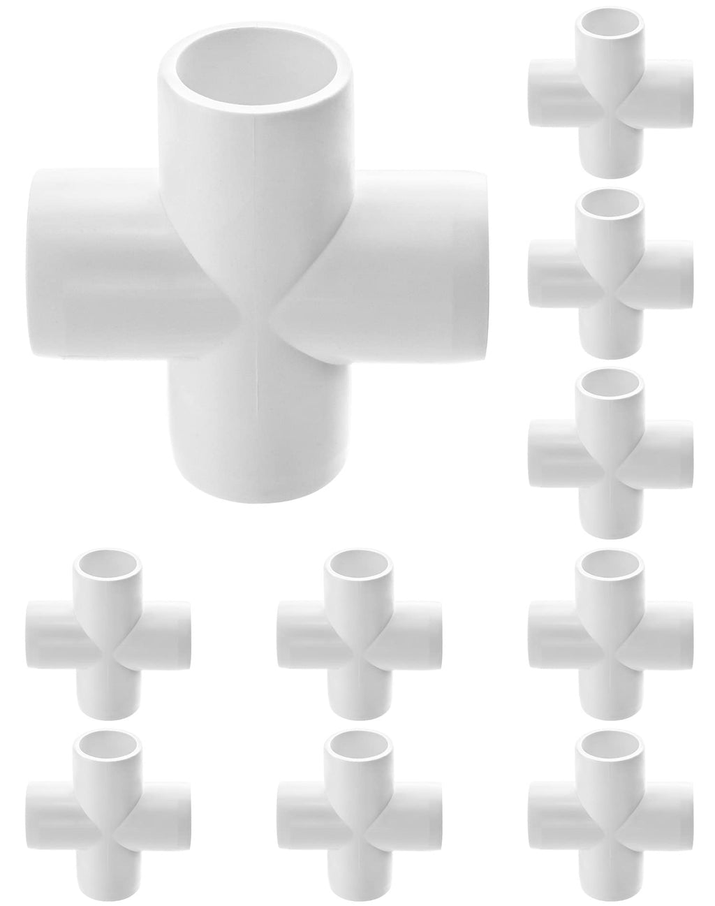 [Australia - AusPower] - QWORK 4 Way 1/2" Cross PVC Fitting, 10 Pack PVC Fitting Connector, Furniture Grade, for Building Furniture and PVC Structures, White 1/2 Inch 4 Way Cross 