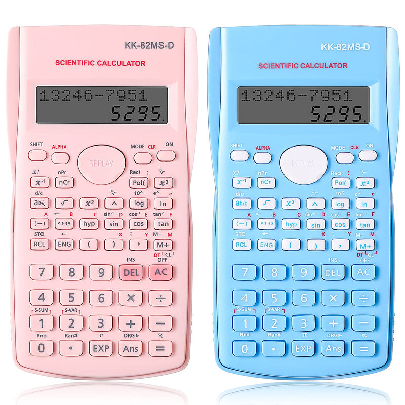 [Australia - AusPower] - 2 Sets Scientific Calculators Functional Engineering Scientific Calculator with Multiple Modes Graphing Function Portable Suitable for Student School Business Office Home Program System Pink and Blue 