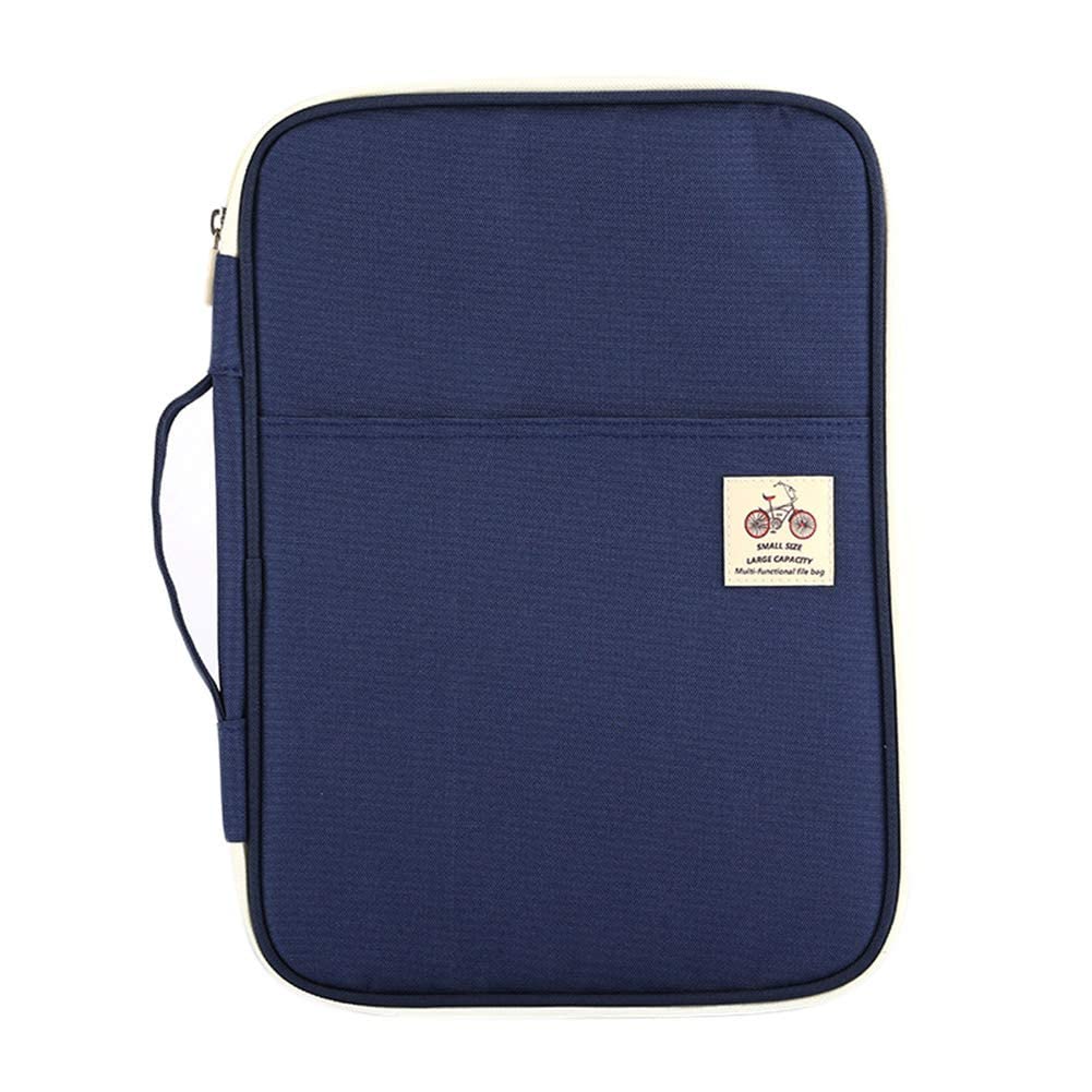 [Australia - AusPower] - A4 Documents Case Multi-Functional Travel Bag Passport Files Portfolio Portable IPad Handbag Office Holder navy blue 