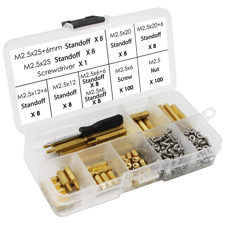 [Australia - AusPower] - [264-Pcs] MazerPi Raspberry Pi Installation Tool 264 Pcs Lot M2.5 Series Hex Brass Spacer/Standoff + Nuts + Screws with Storage Case for Raspberry Pi 4/3 Model B+(Plus) / 3B / Zero W Accessories Kit 