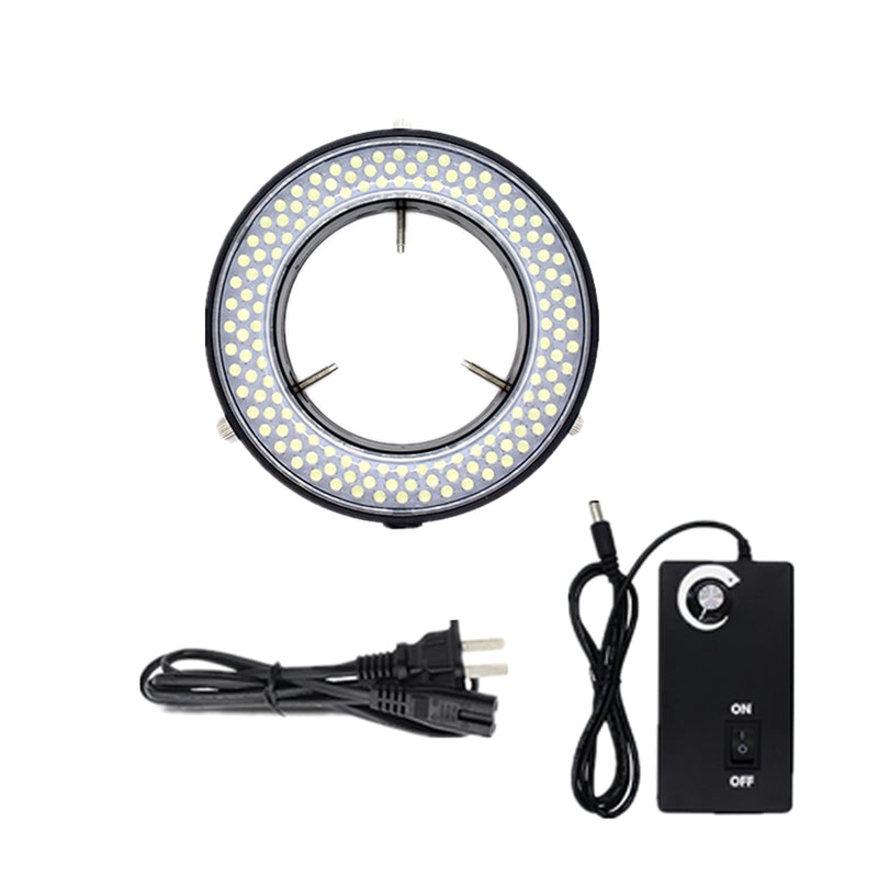 [Australia - AusPower] - Microscope 144 Led Ring Light Adjustable Illuminator,Microscope Light Source for Lab Stereo Microscope,with Industry Power Adapter for Eg-sm Eyepiece Eyeshields Or Eye-Guards (Black) Black 