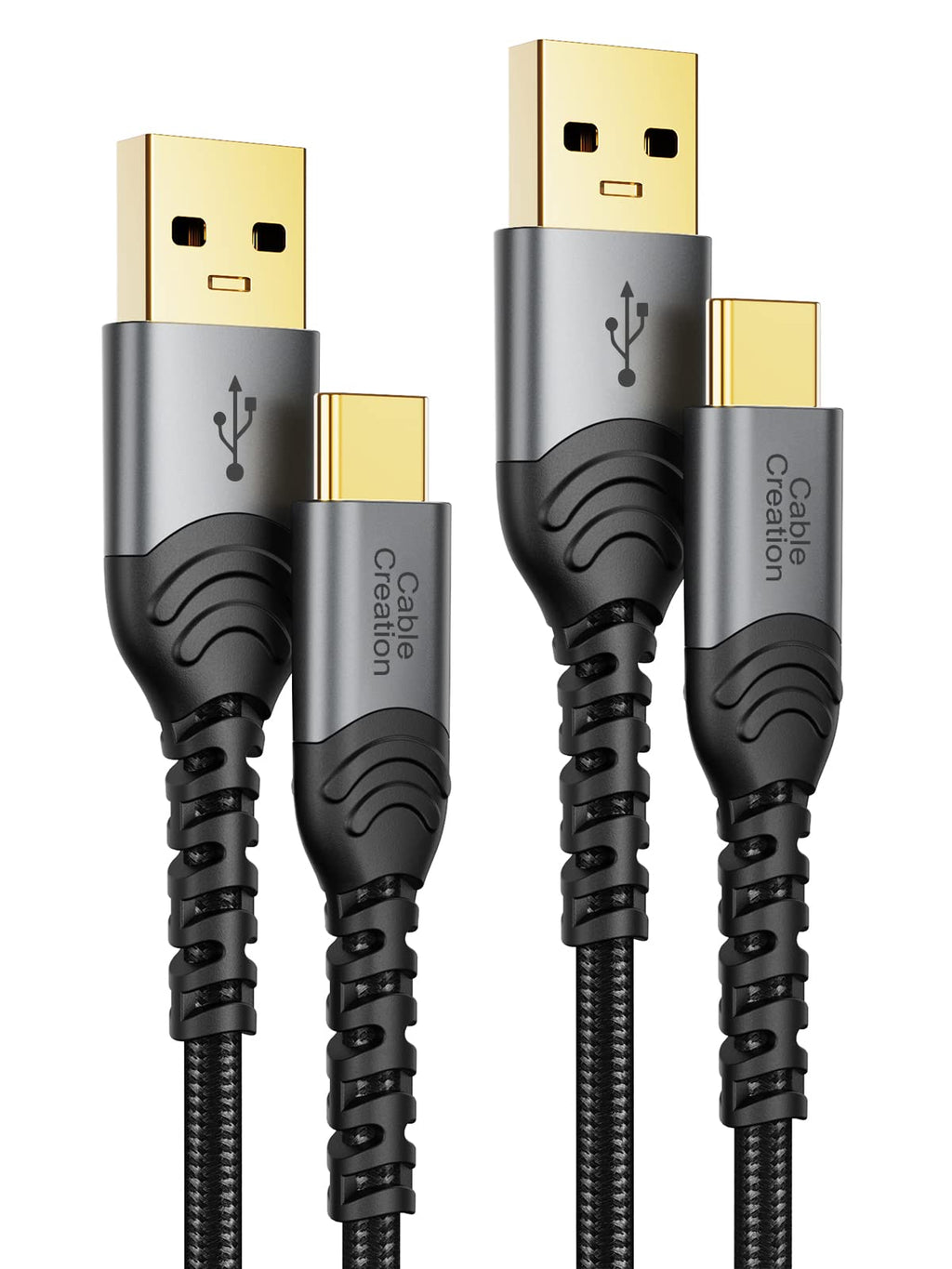 [Australia - AusPower] - USB Type C Cable 3A Fast Charging 2 Pack 6.6FT, CableCreation USB-A to USB-C Charge Double-Braided Exterior Compatible with iPad Mini Galaxy S21 S20 S10 S9 Note 10 9 PS5 Controller, USB C Cord Gray Grey 