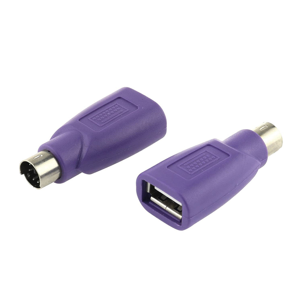 [Australia - AusPower] - DGZZI USB to PS2 Adapter 2PCS Purple USB Female to PS/2 Male Converter Adapter for Mouse and Keyboard 