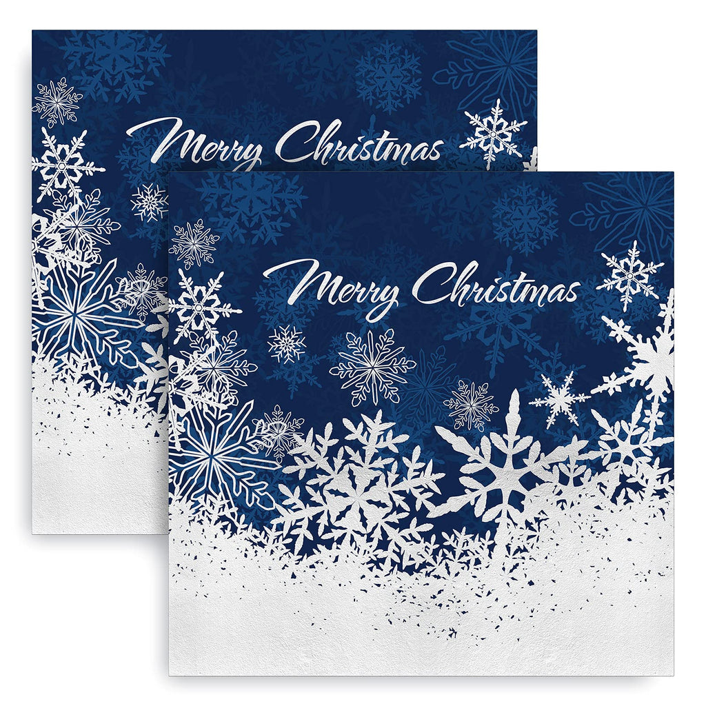 [Australia - AusPower] - Whaline 80 Pack Christmas Paper Napkins 6.5 x 6.5" Foil Silver Snowflake Cocktail Napkins Disposable Navy Blue White Party Beverage Napkins for Christmas New Year Winter Holiday Dinner Party Supplies 