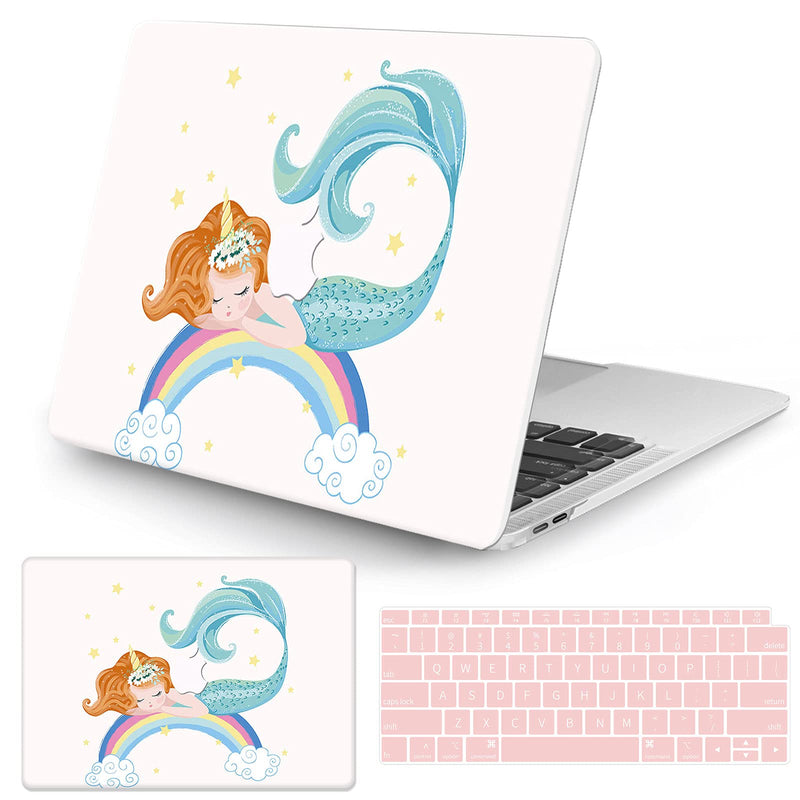 [Australia - AusPower] - Watbro Compatible with MacBook Air 13 Inch Laptop Case 2020 2019 2018 Release A2337 M1/A2179/A1932 ,Mermaid Fish Scale Pattern Case with Keyboard Cover for MacBook Air 2020 with Touch ID 1Pack:Mermaid 2 