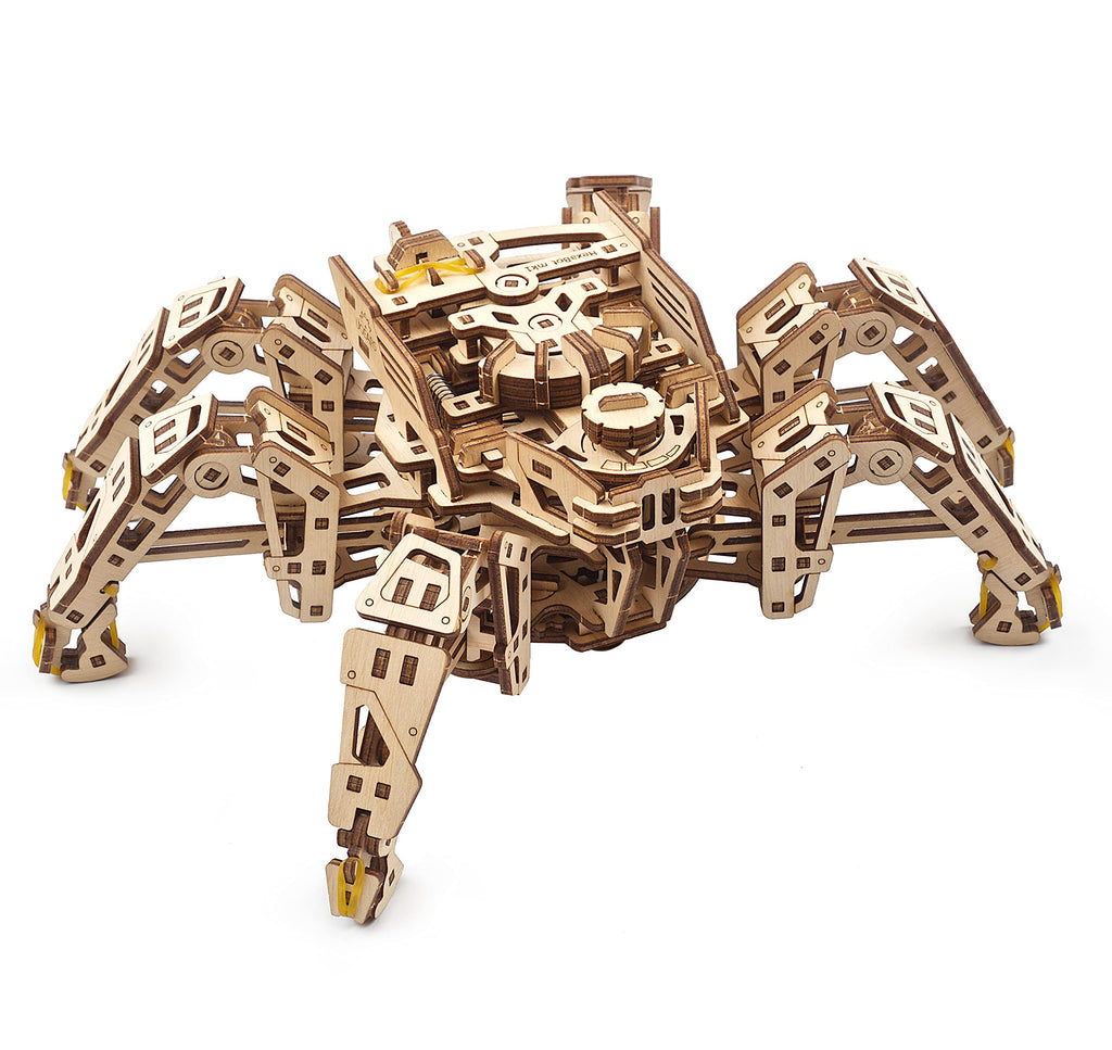 [Australia - AusPower] - UGEARS Hexapod Explorer 3D Puzzle - Mechanical Spider Robot - Model Kits for Adults with Powerful Spring Motor - 3D Wooden Puzzles for Adults and Kids 3D Puzzles Wooden Robot Kit (Runs up to 10 feet) 