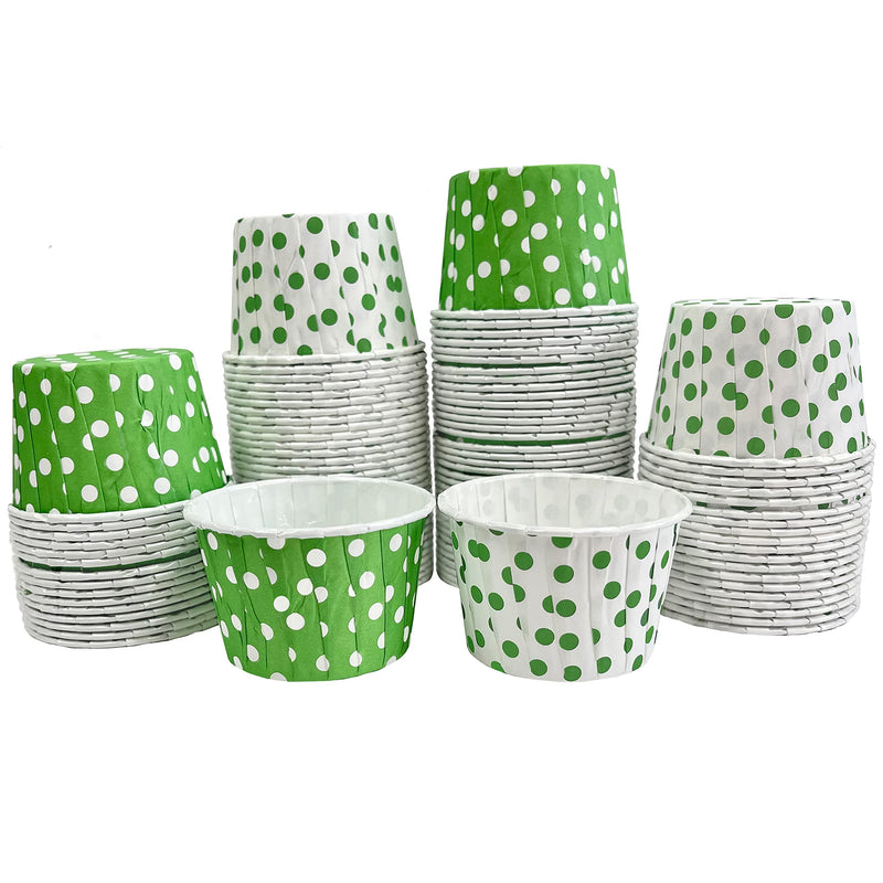 [Australia - AusPower] - Green and White MINI Candy Nut Paper Cups - 100 Green Dot MINI Baking Cup Liners - Polka Dot - 100 Pack 