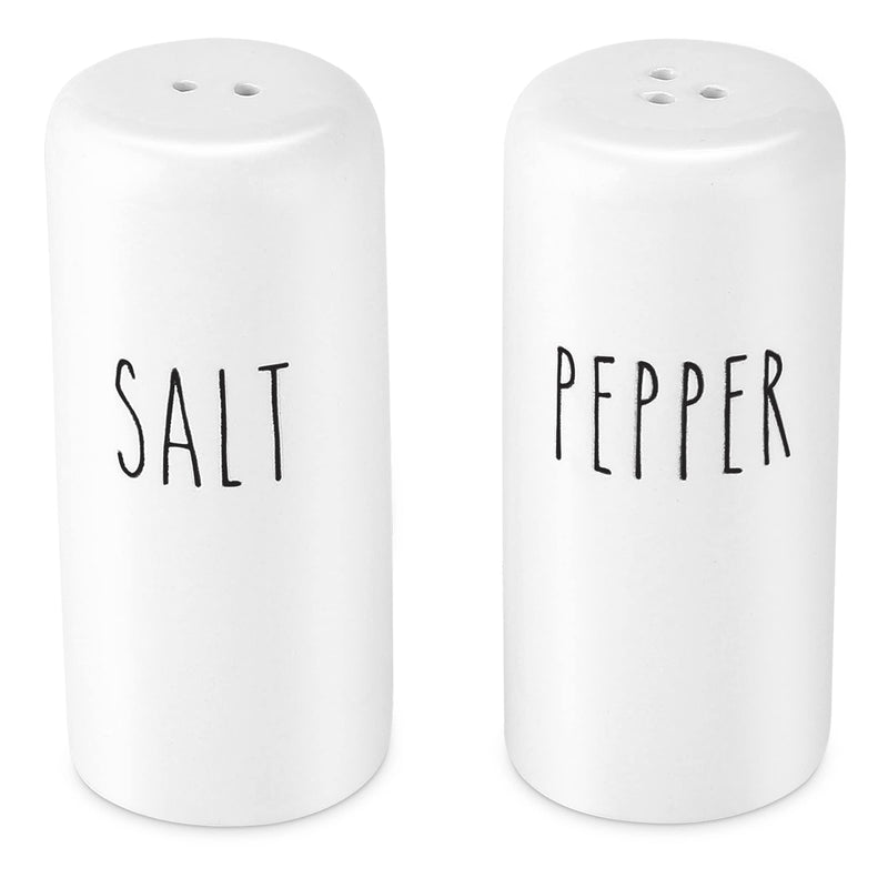 [Australia - AusPower] - Farmhouse Salt and Pepper Shakers Set - Rustic Salt and Pepper Shakers Set - Cute White Salt and Pepper Shakers for Your Farmhouse Kitchen, Sturdy Ceramic, 3.4 oz Capacity, Rust-Free 