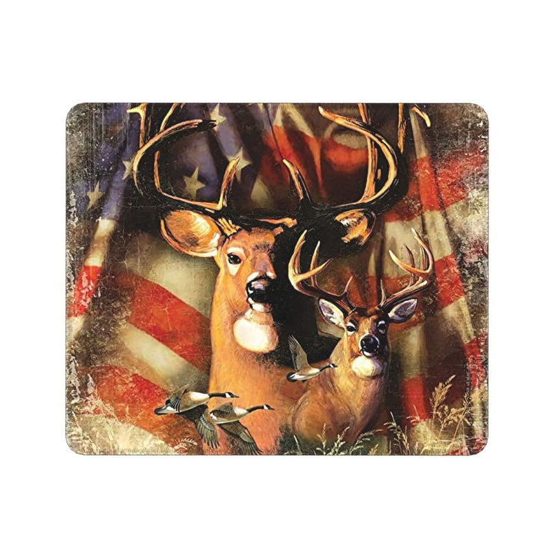 [Australia - AusPower] - Us Flag with Deer Forest Mouse Pad Non Slip Rubber Rectangle Mousepads for Computer and Laptop Mouse Mat 11.8 X 9.8 Inches for Gaming and Working 