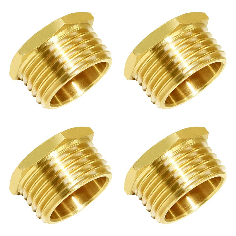 [Australia - AusPower] - Joywayus 3/4" GHT Male Brass Pipe Plug Outer Hex Head Plug Pipe Fitting (Pack of 4) 