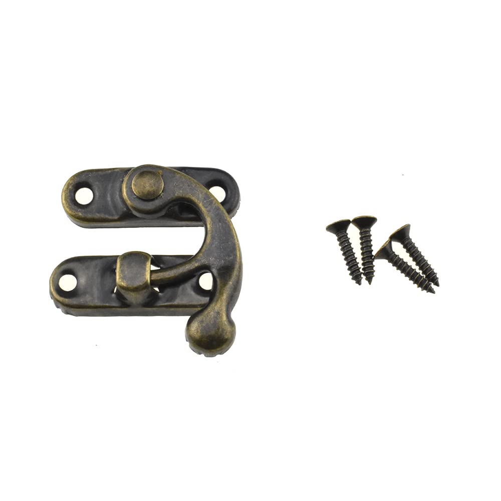 [Australia - AusPower] - Hahiyo 1.26 Inch Length Right Latch Hook Hasp with 40 Screws Smooth Swivel Close Securely Neutral Appearance Carbon Steel ative Buckle Lock Bronze 10 PCS, Hasp-1.26 Inch-Bronze-10P Right Latch Hook Hasp-1.26"-Bronze-10P 